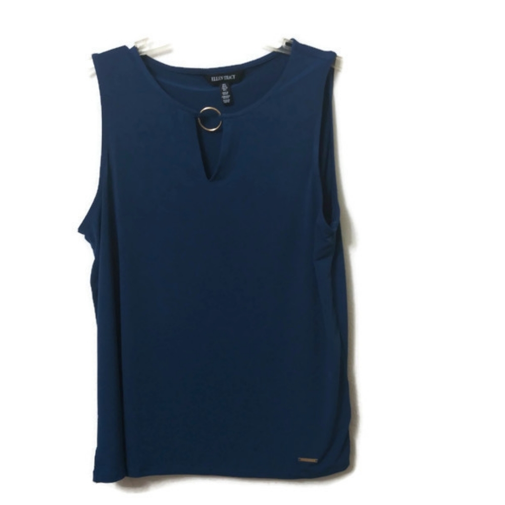 Ellen Tracy Gold Ring Top Blue Teal Large